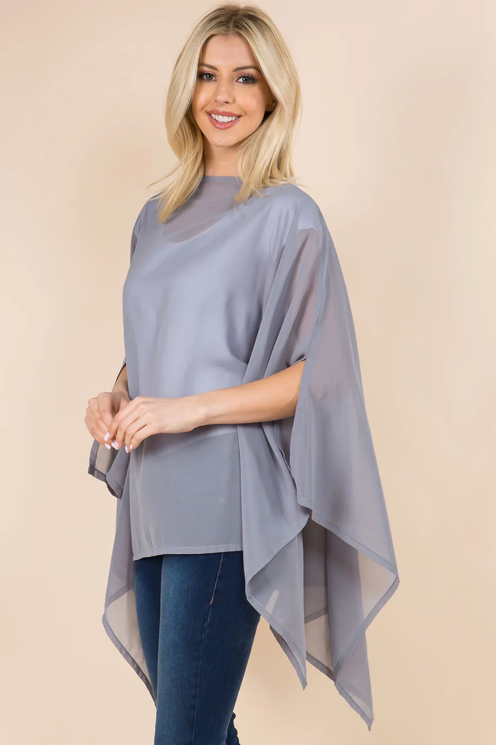 PP-3116 solid chiffon poncho