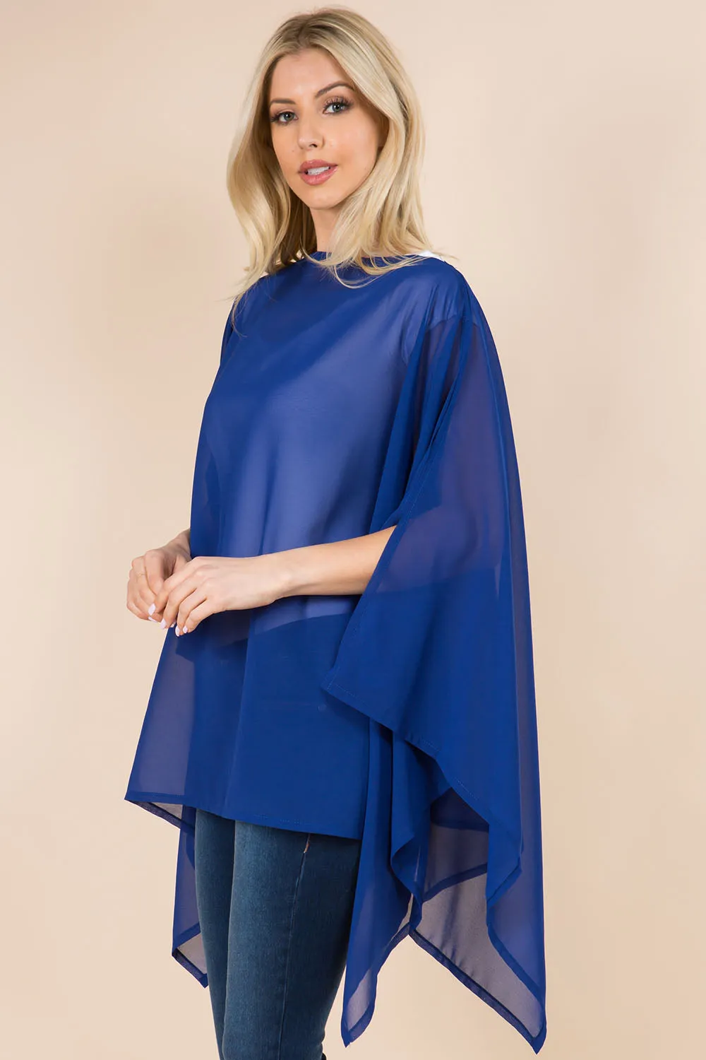 PP-3116 solid chiffon poncho