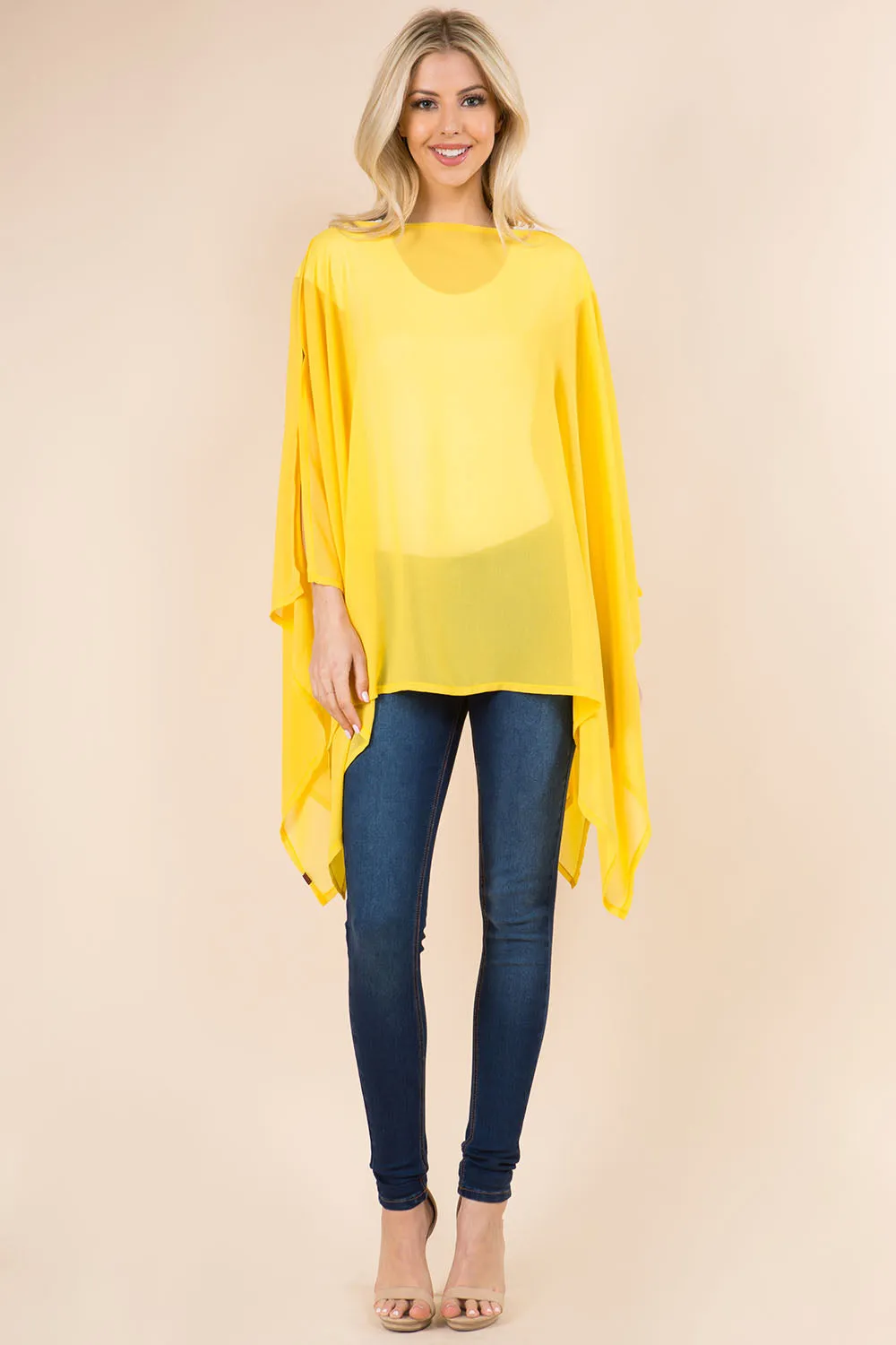 PP-3116 solid chiffon poncho