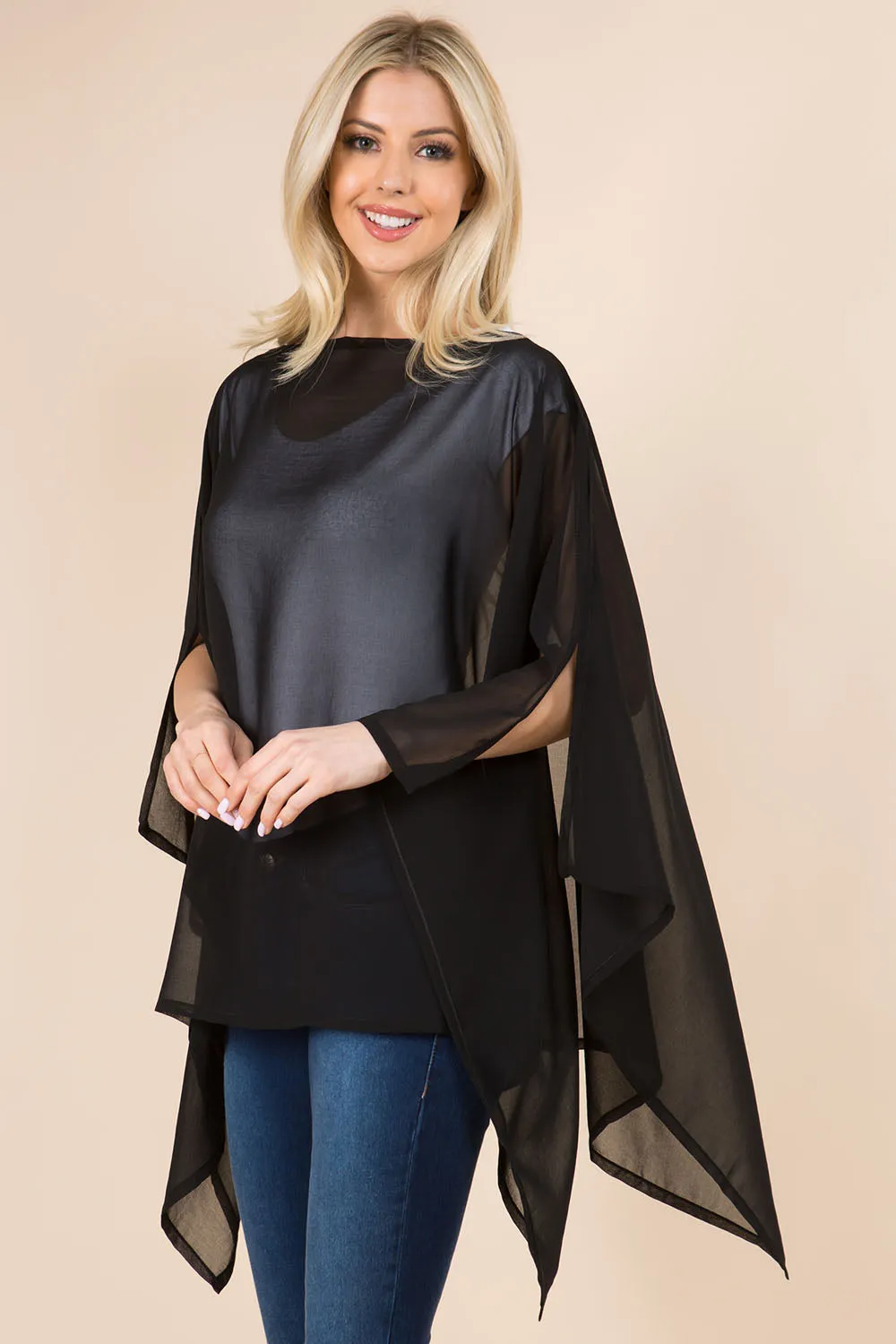 PP-3116 solid chiffon poncho