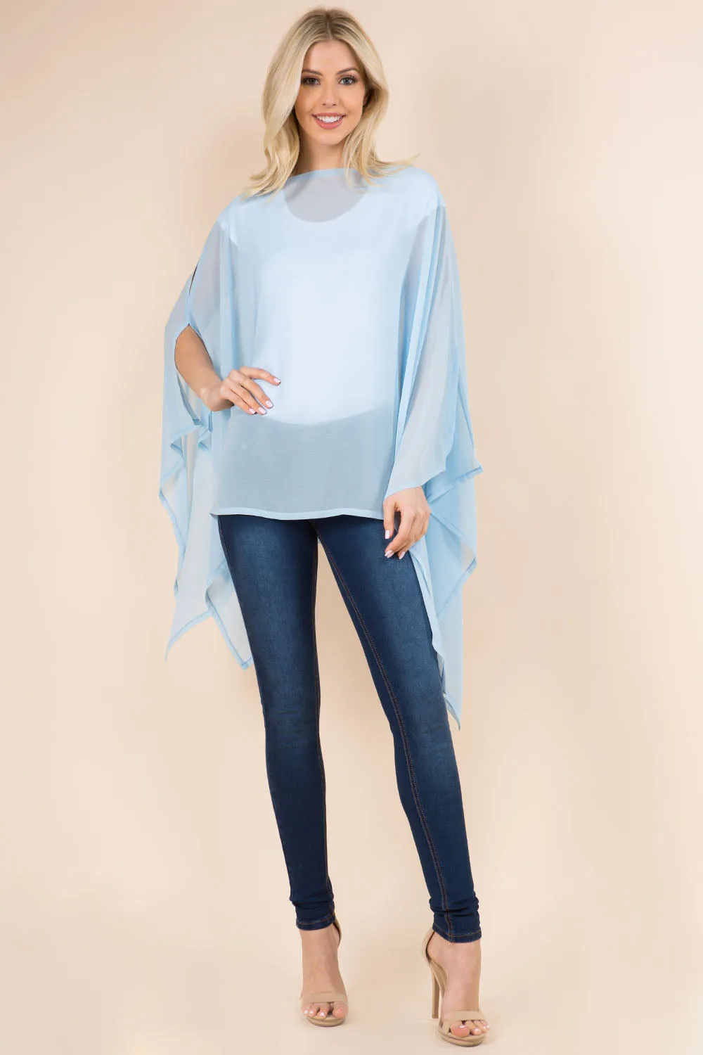 PP-3116 solid chiffon poncho