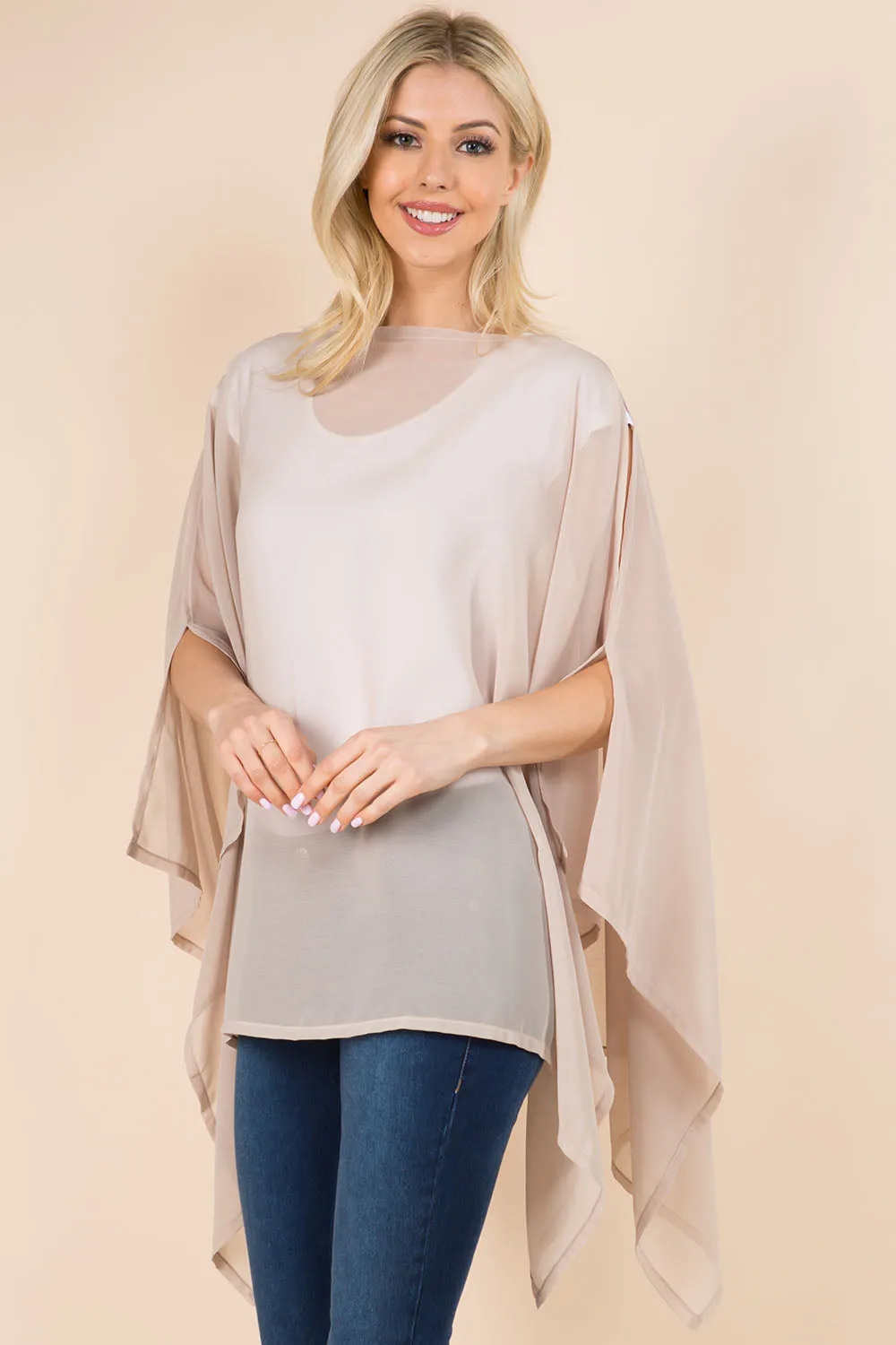 PP-3116 solid chiffon poncho