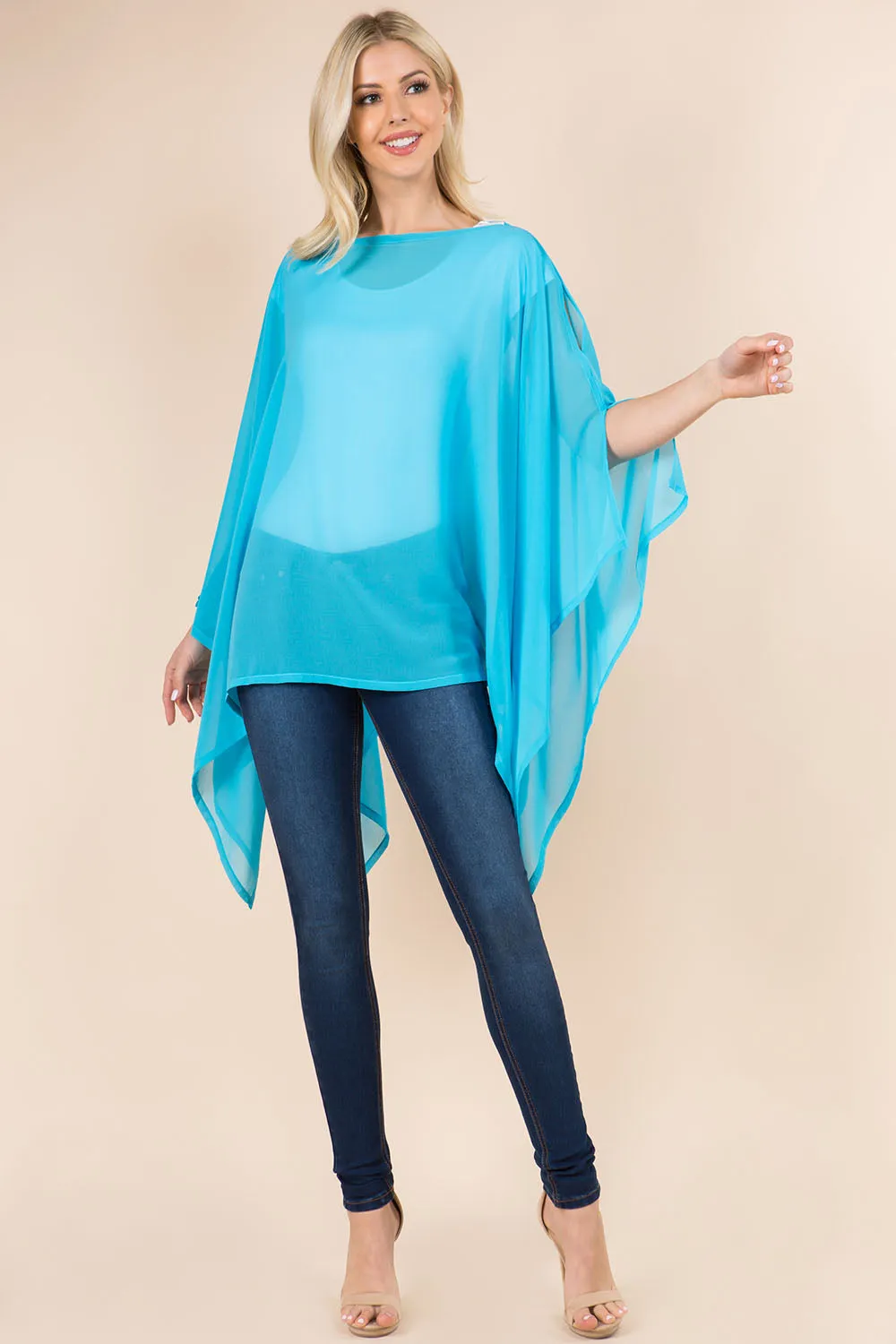 PP-3116 solid chiffon poncho