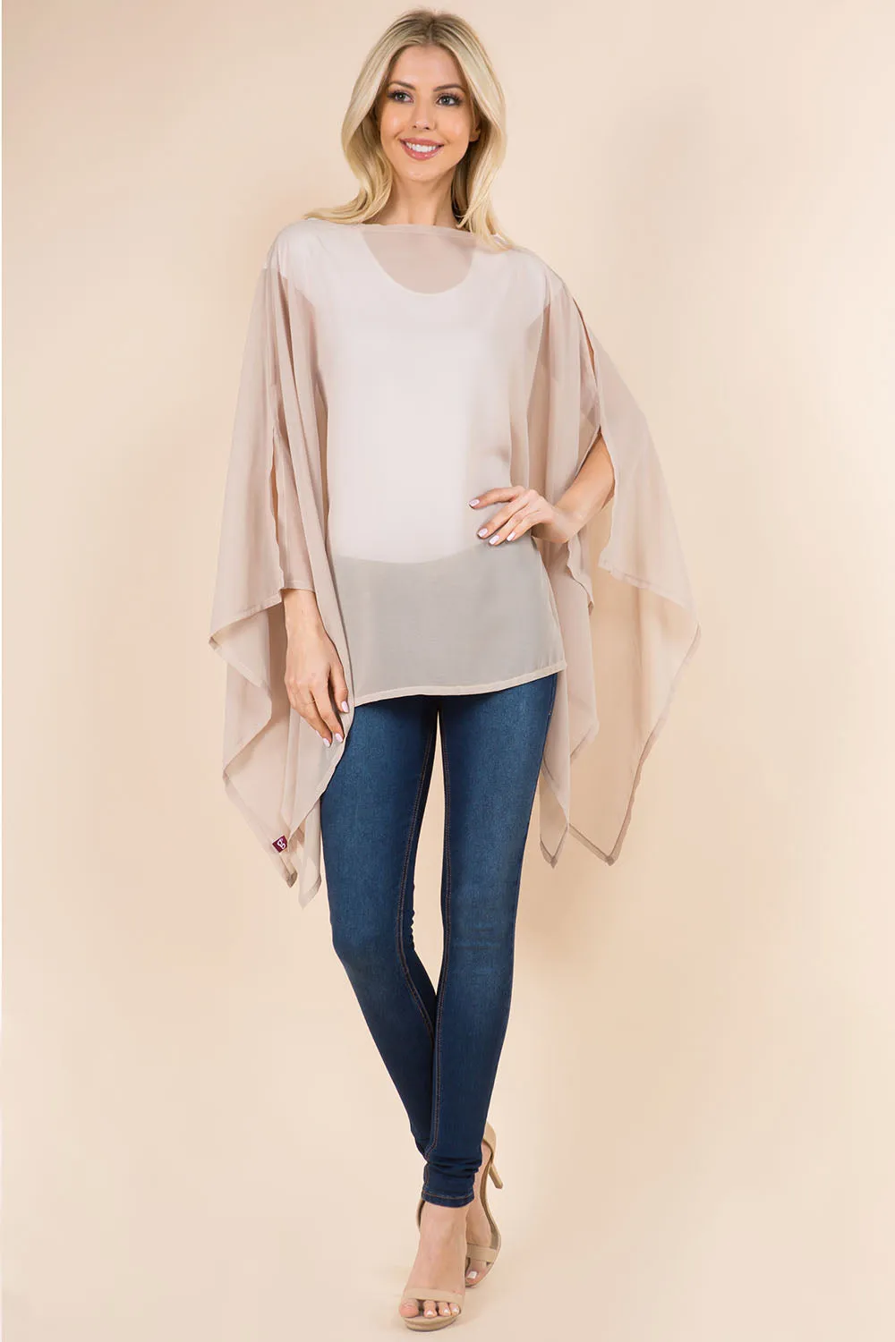 PP-3116 solid chiffon poncho