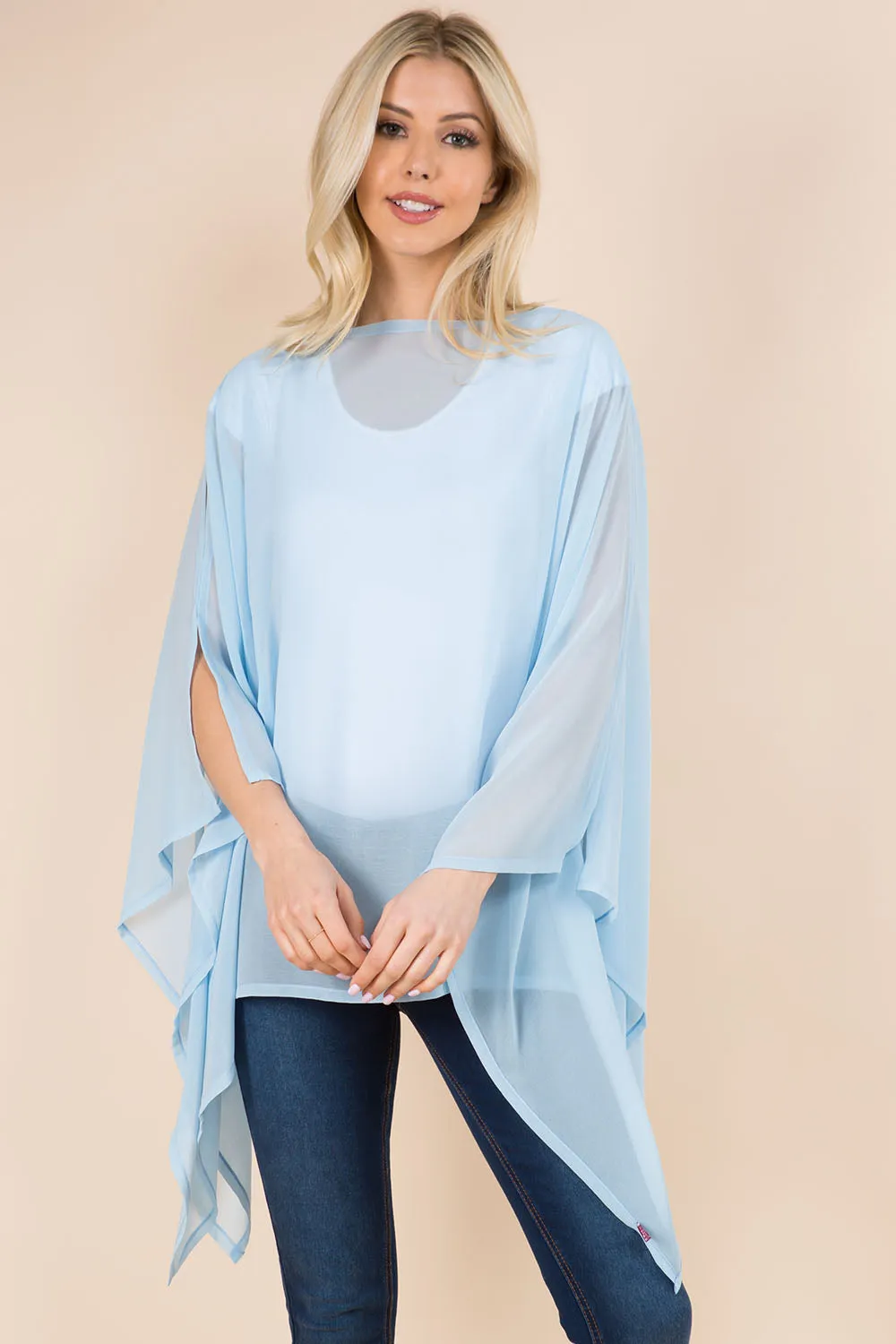 PP-3116 solid chiffon poncho