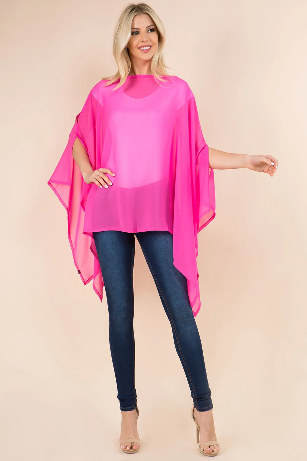 PP-3116 solid chiffon poncho