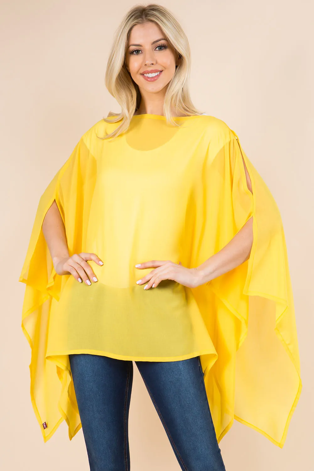 PP-3116 solid chiffon poncho