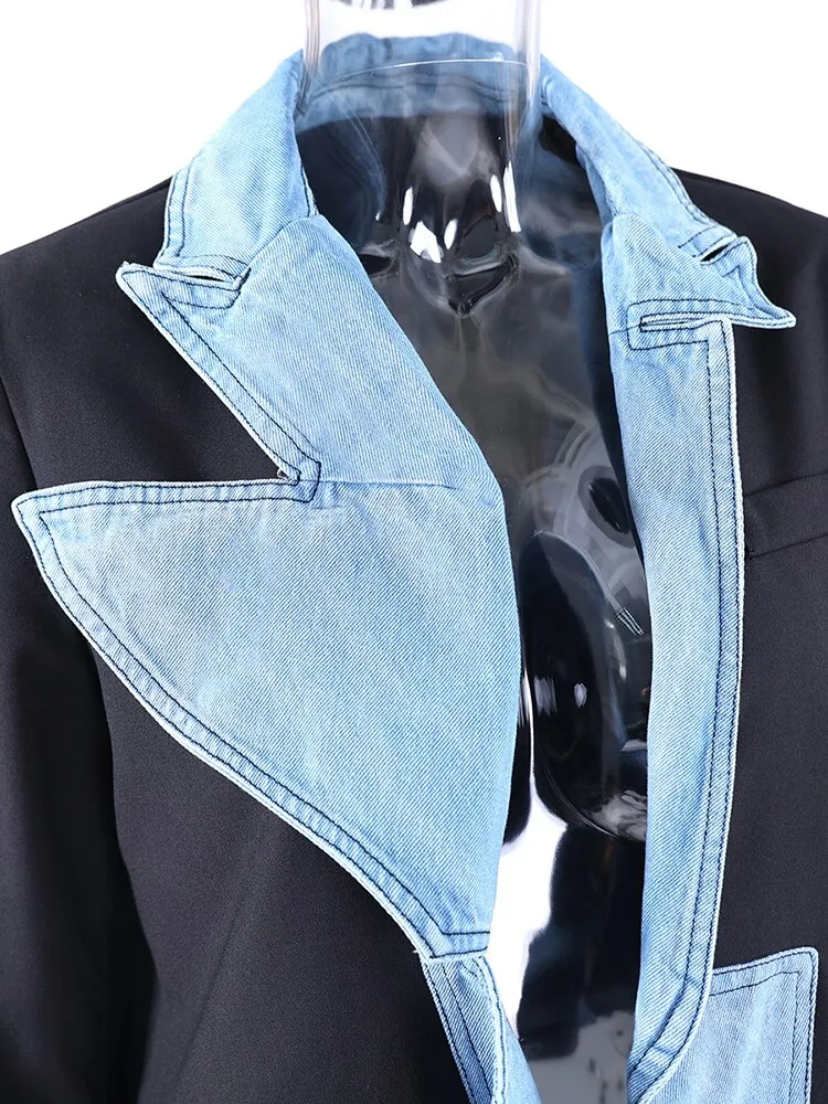 Pre Order:  Double Layered Denim Cotton Blazer