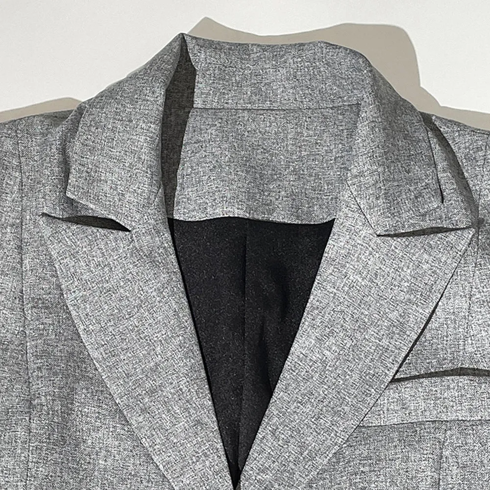 Pre Order:  Grey Patchwork Diamond Bandage Single Breasted Blazer