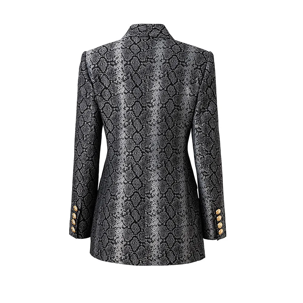 Pre Order:  Jacquard Leather Mid-Length Two-Button Blazer