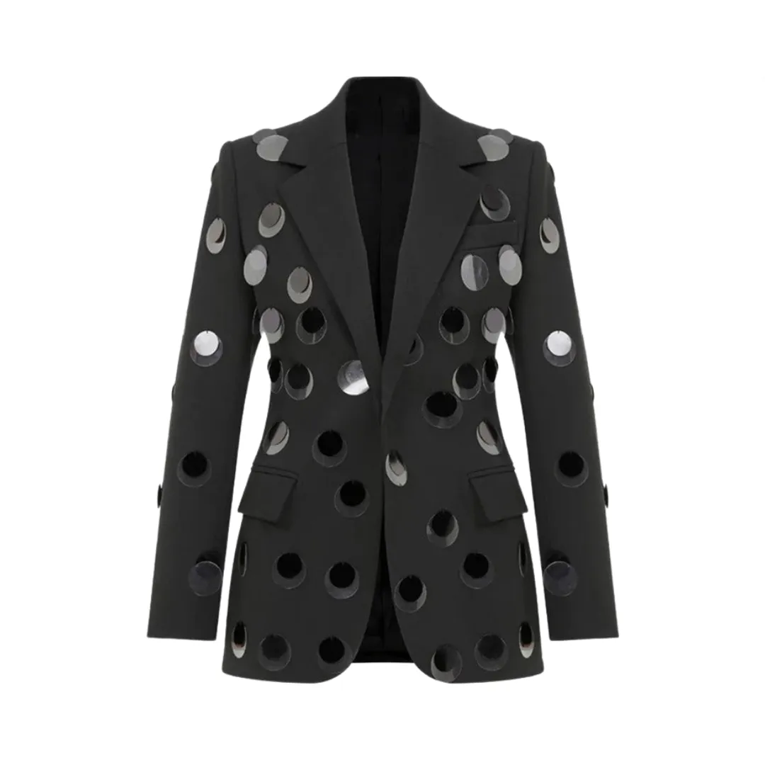 Pre Order:  Sequined Single Button Slim Fit Blazer