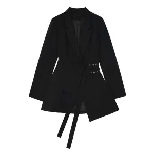 Pre Order:  Solid Irregular Bandage Spliced Blazer