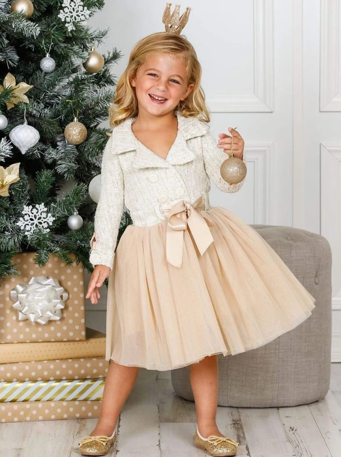 Pretty Pearlescent Tweed Blazer Tutu Dress