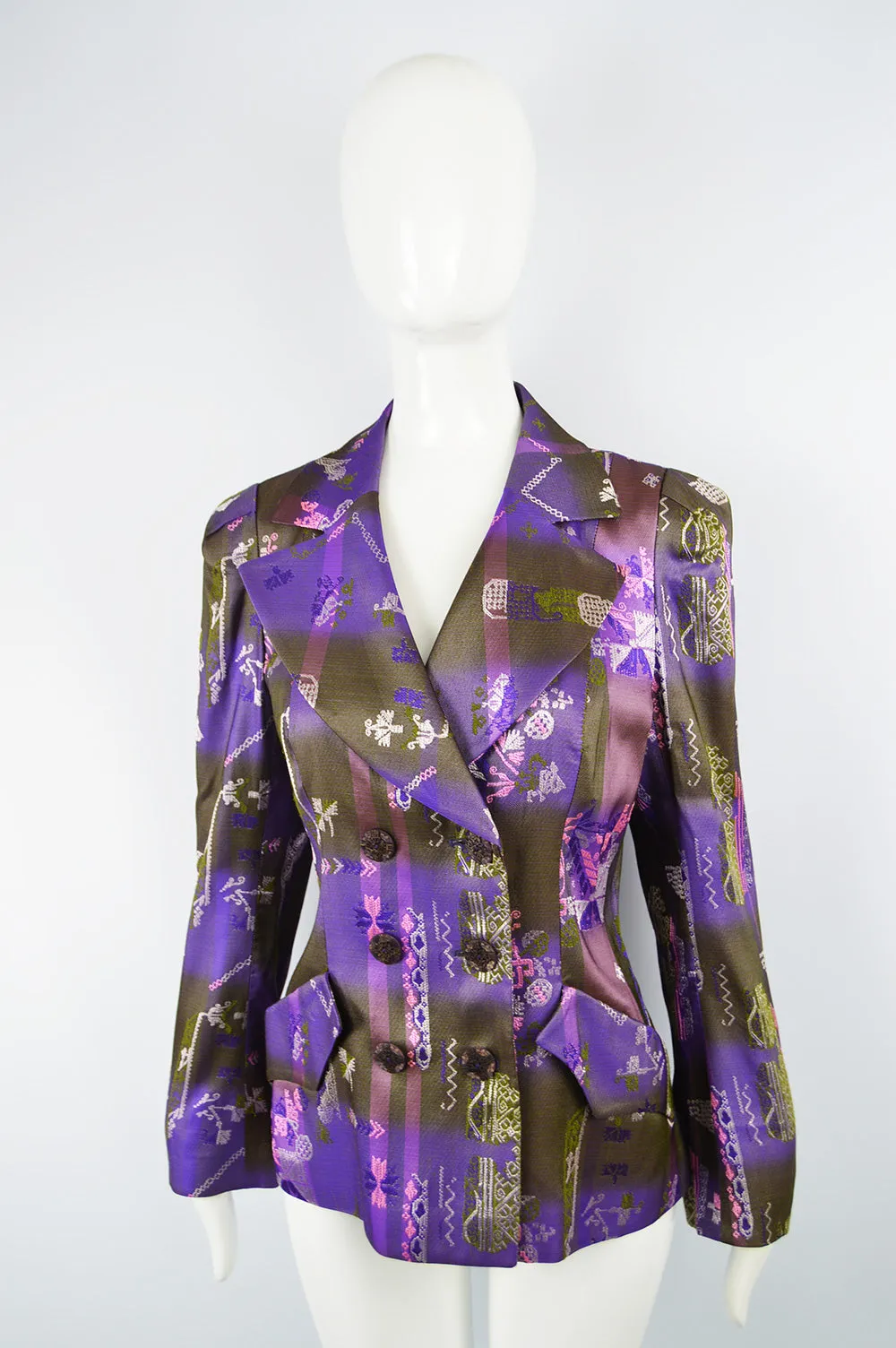 Purple Brocade Vintage Women's Blazer, 1990s