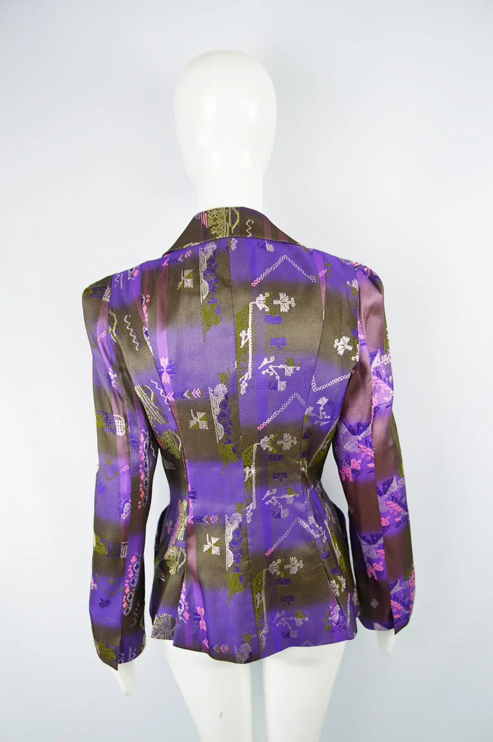 Purple Brocade Vintage Women's Blazer, 1990s