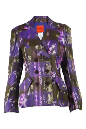 Purple Brocade Vintage Women's Blazer, 1990s