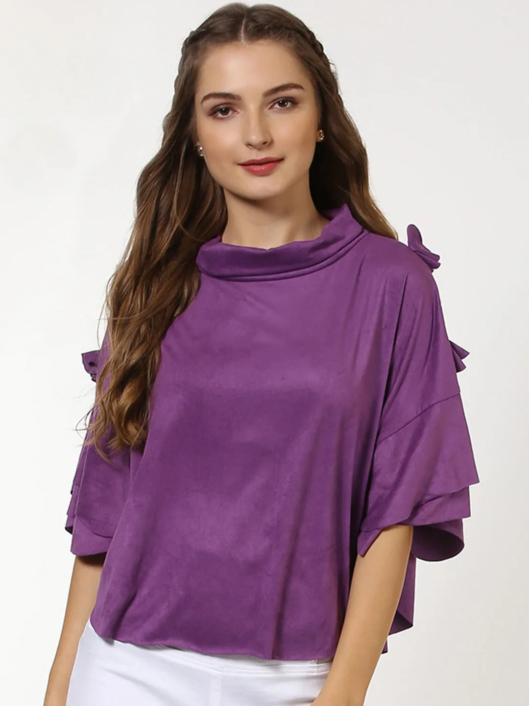 Purple Suede Poncho Top