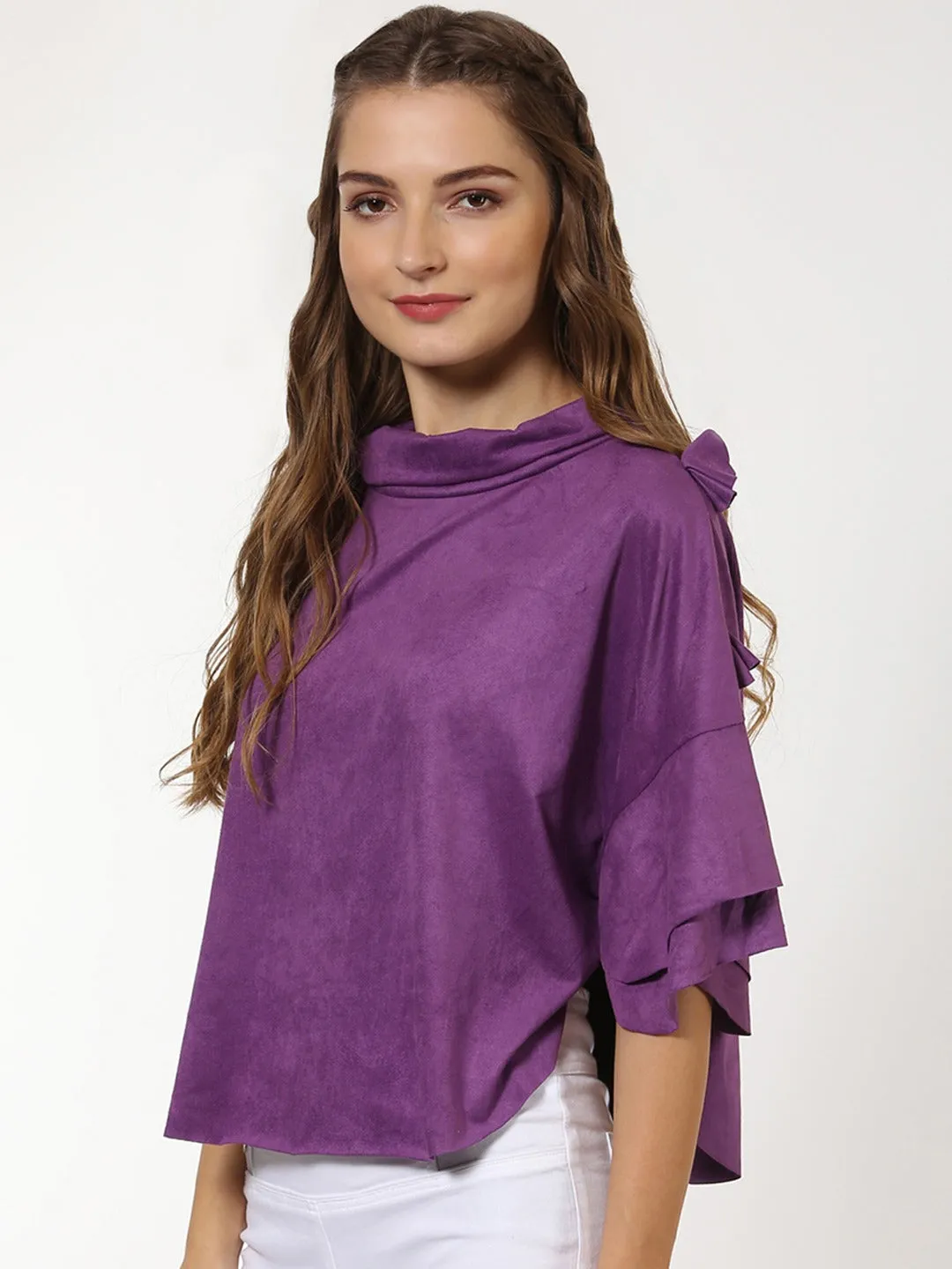 Purple Suede Poncho Top