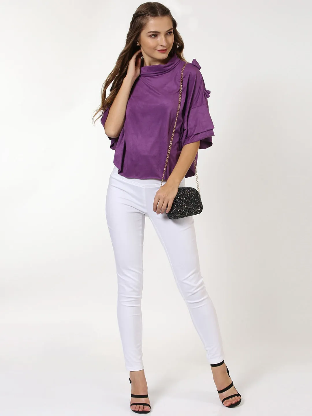 Purple Suede Poncho Top