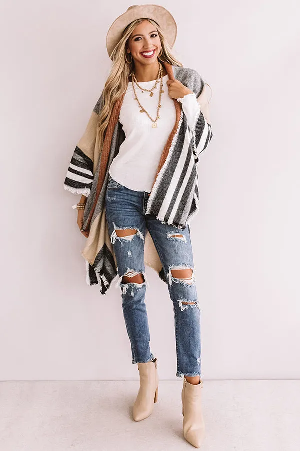 Radiating Warmth Stripe Poncho