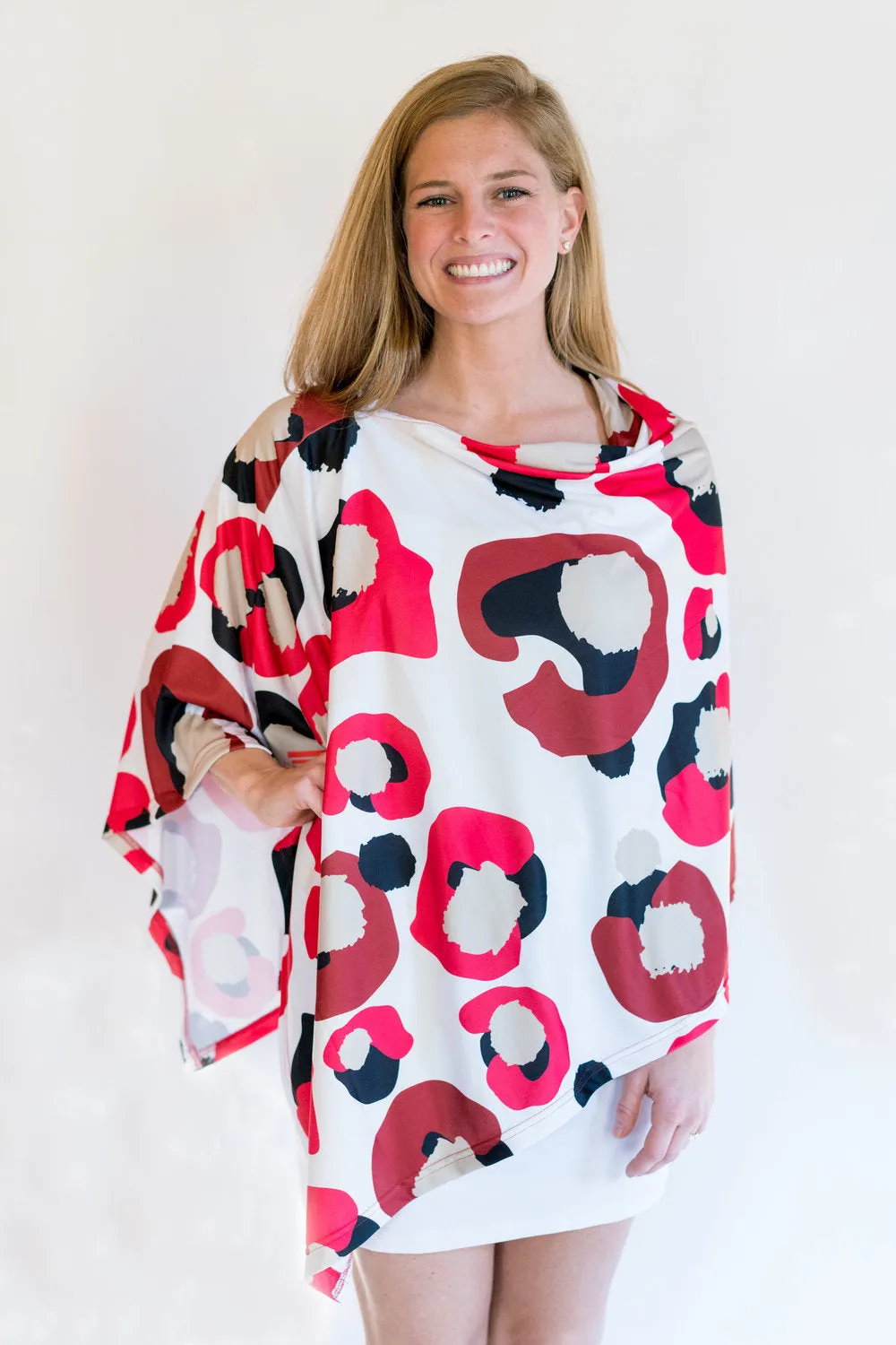 Red Gameday Cheetah Poncho