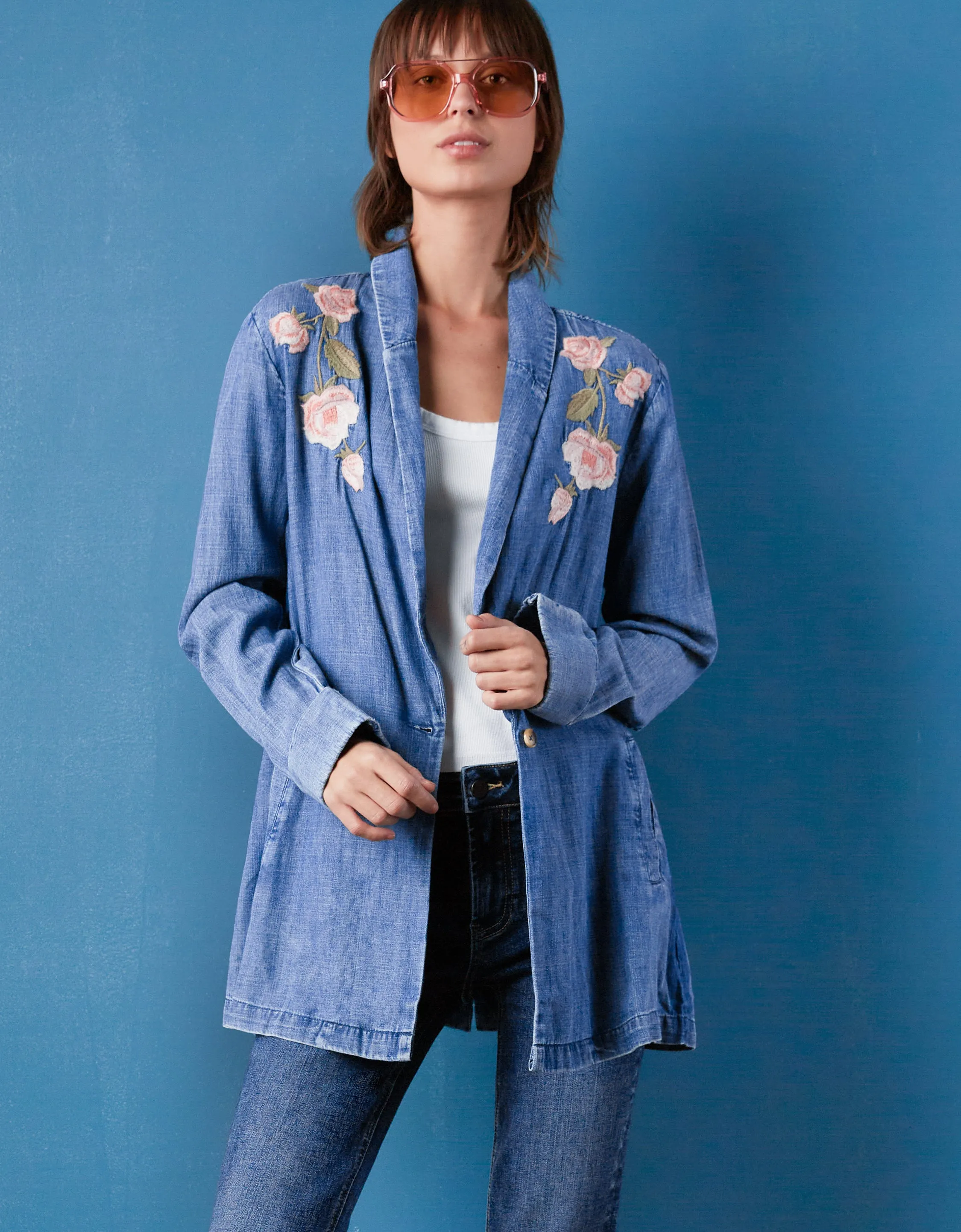 Rose Denim Blazer