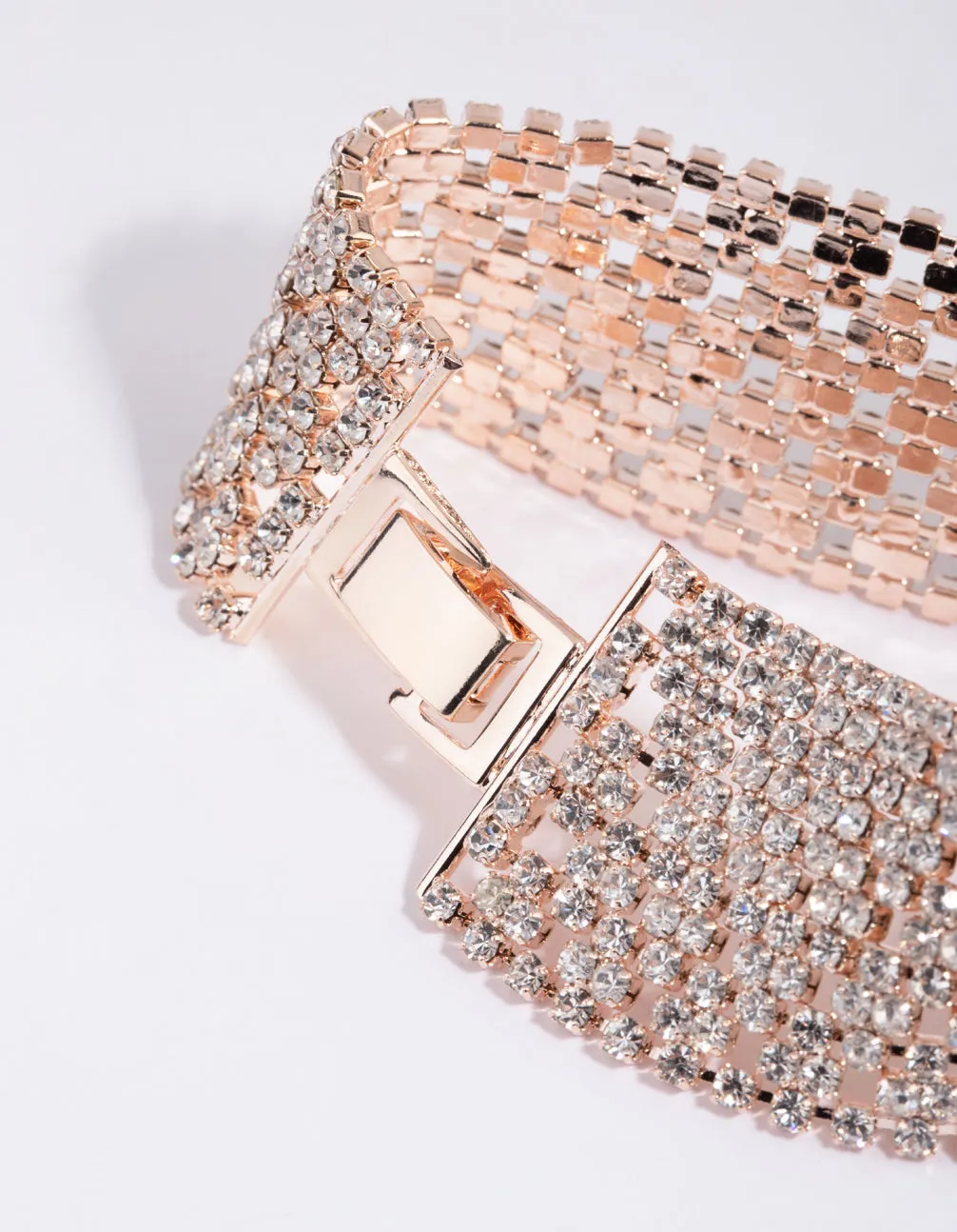 Rose Gold Diamante Statement Bracelet