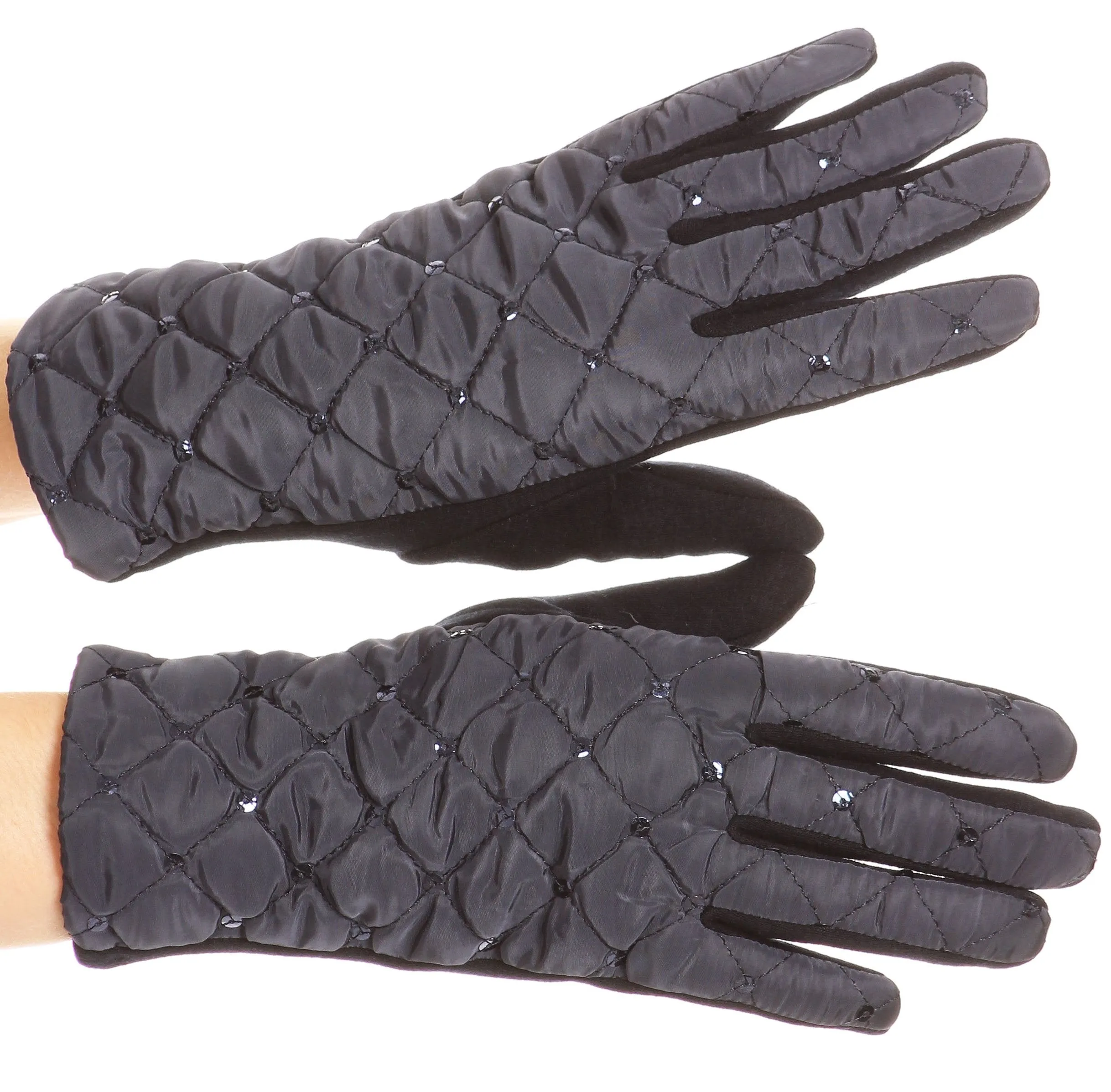 Sakkas Emie Quilted and Lace Super Soft Warm Driving Gloves Touch Screen Capable