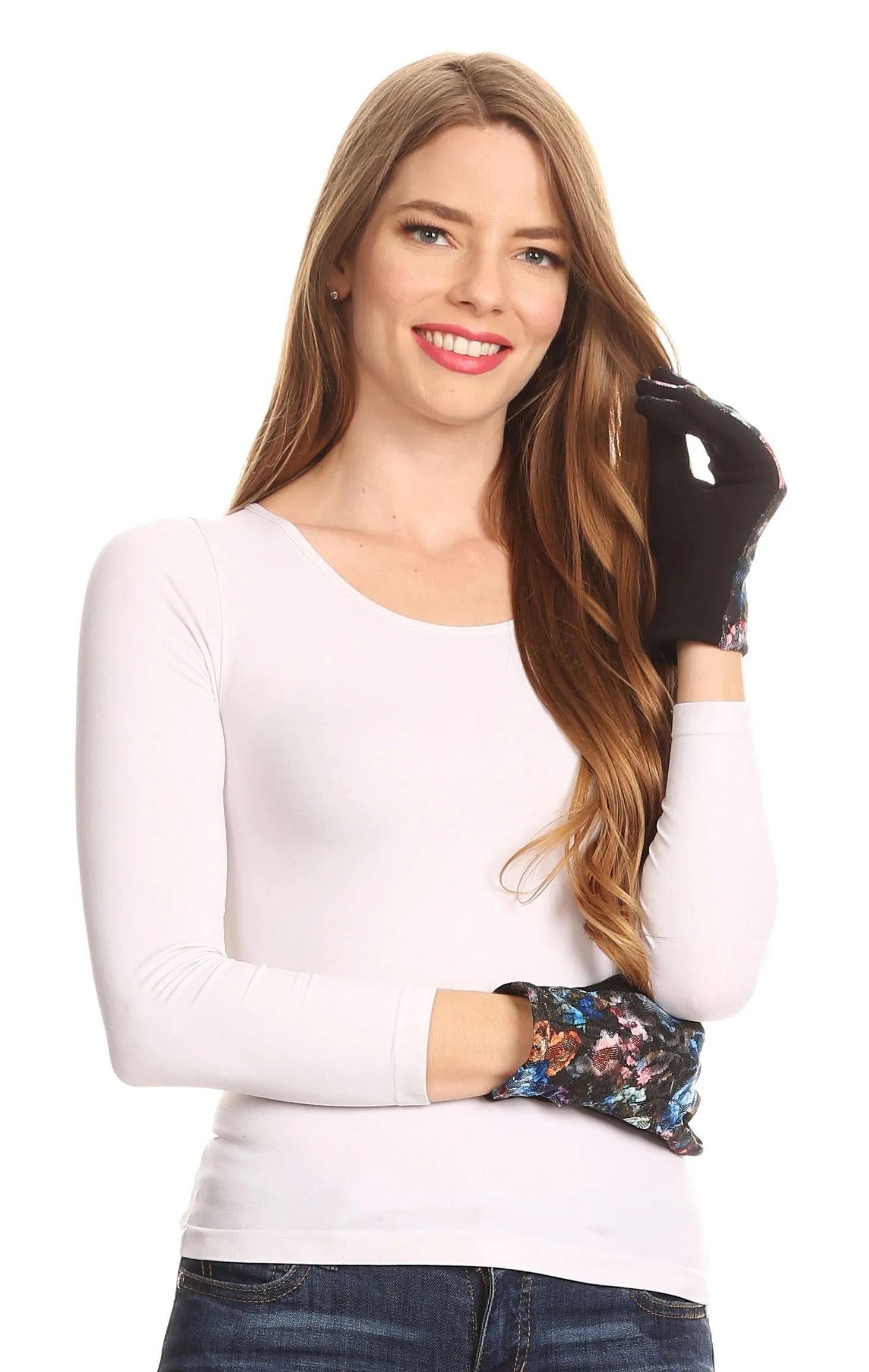 Sakkas Emie Quilted and Lace Super Soft Warm Driving Gloves Touch Screen Capable