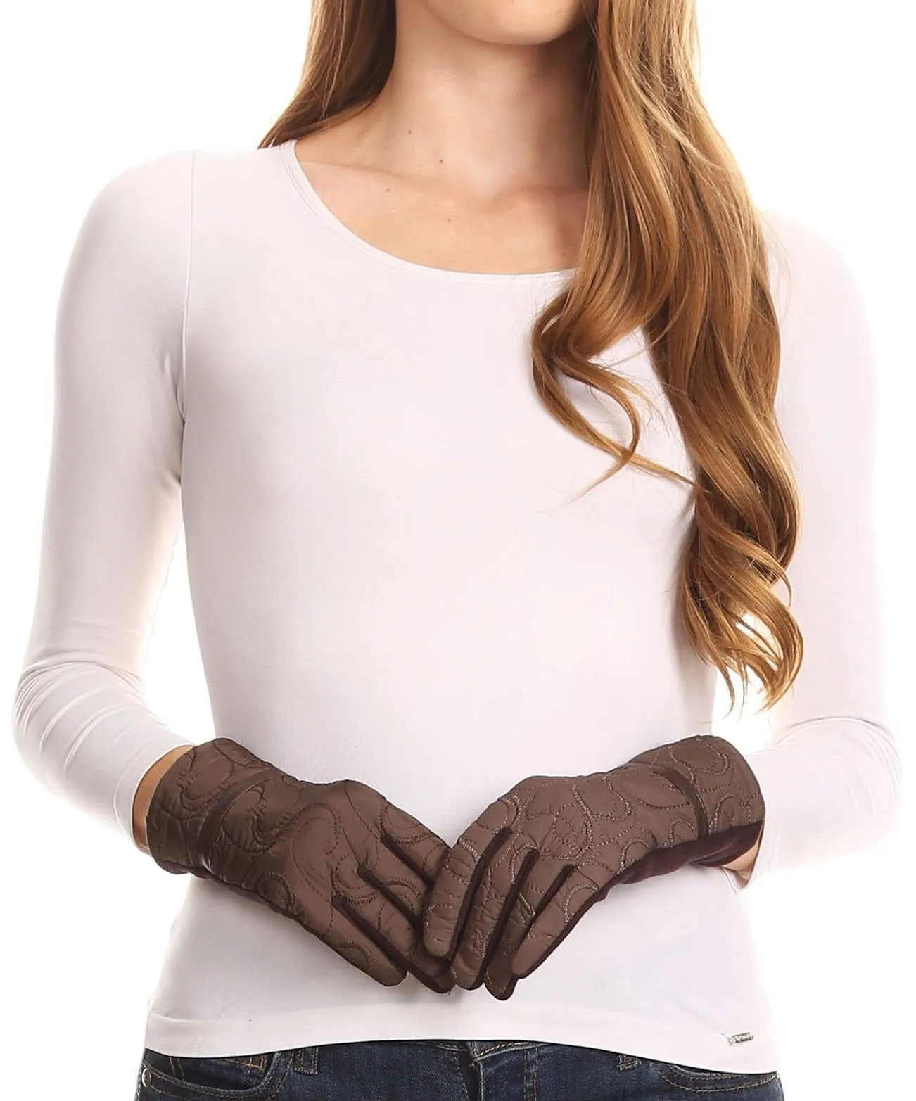 Sakkas Emie Quilted and Lace Super Soft Warm Driving Gloves Touch Screen Capable