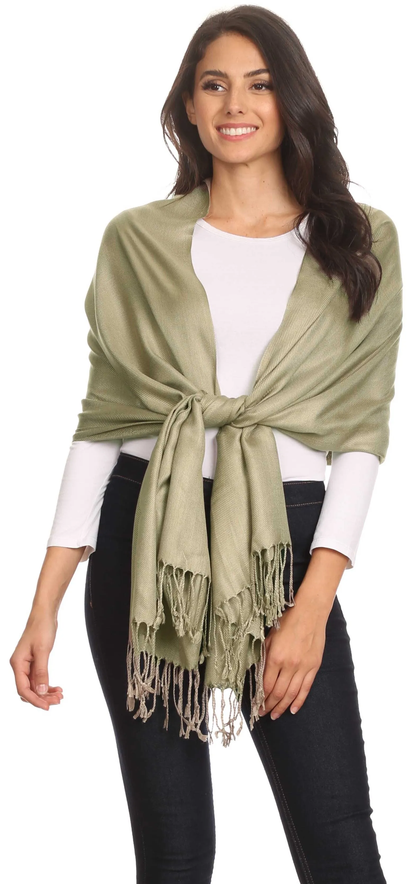 Sakkas Large Soft Silky Pashmina Feel Shawl Wrap Scarf Stole in Solid Colors