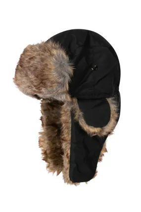 Sakkas Unisex Weatherproof Nylon Faux Fur Lined Winter Earflap Trooper Aviator Hat