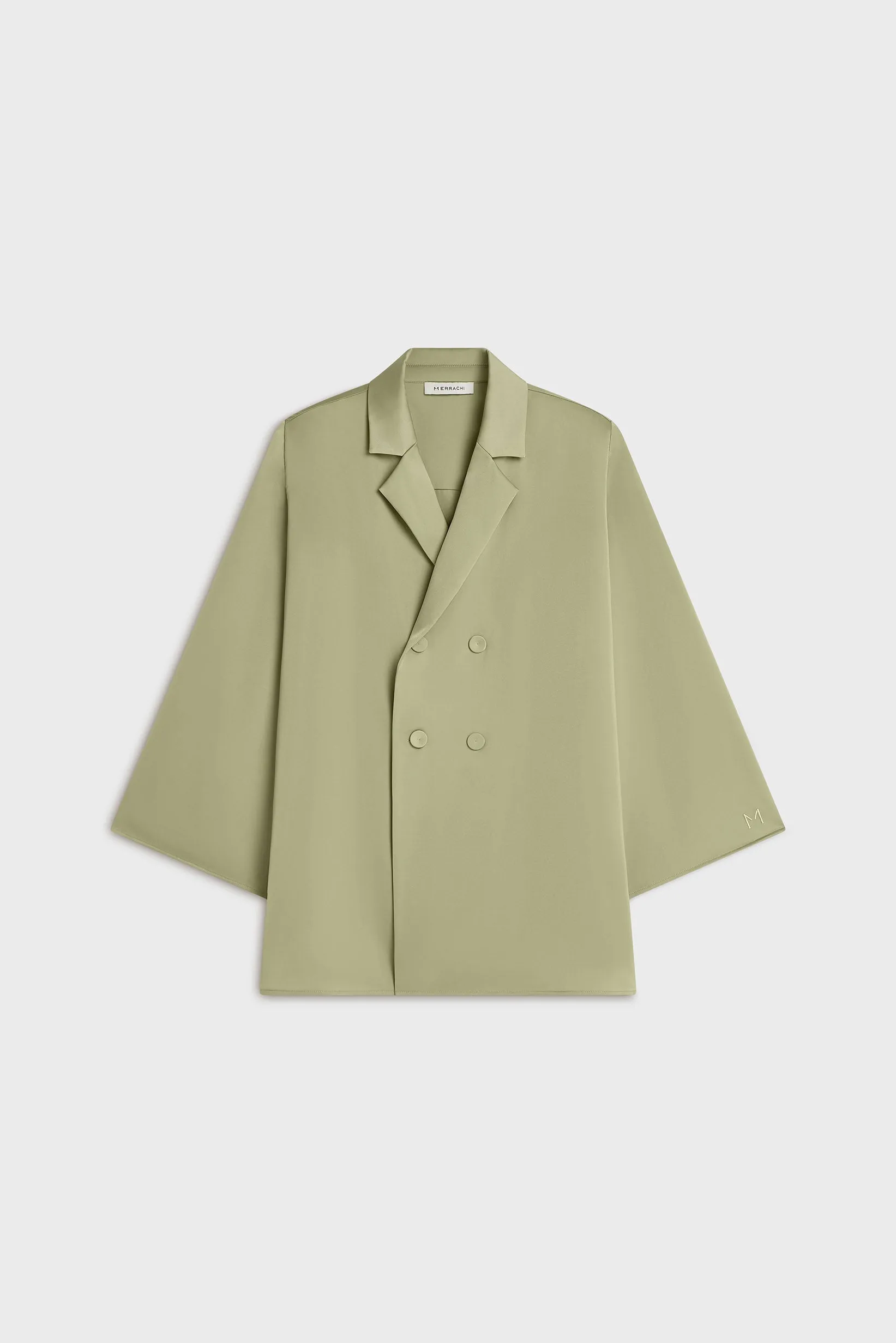 Satin Blazer | Sage