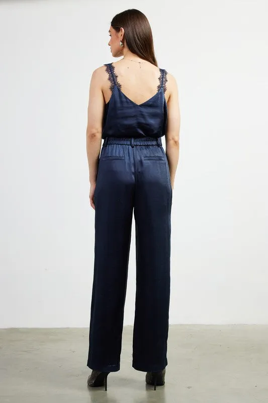 Satin Trousers - Navy