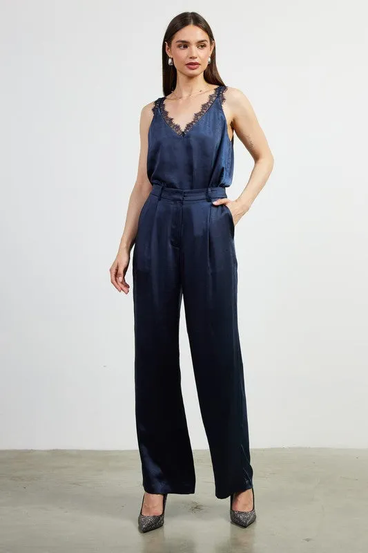 Satin Trousers - Navy