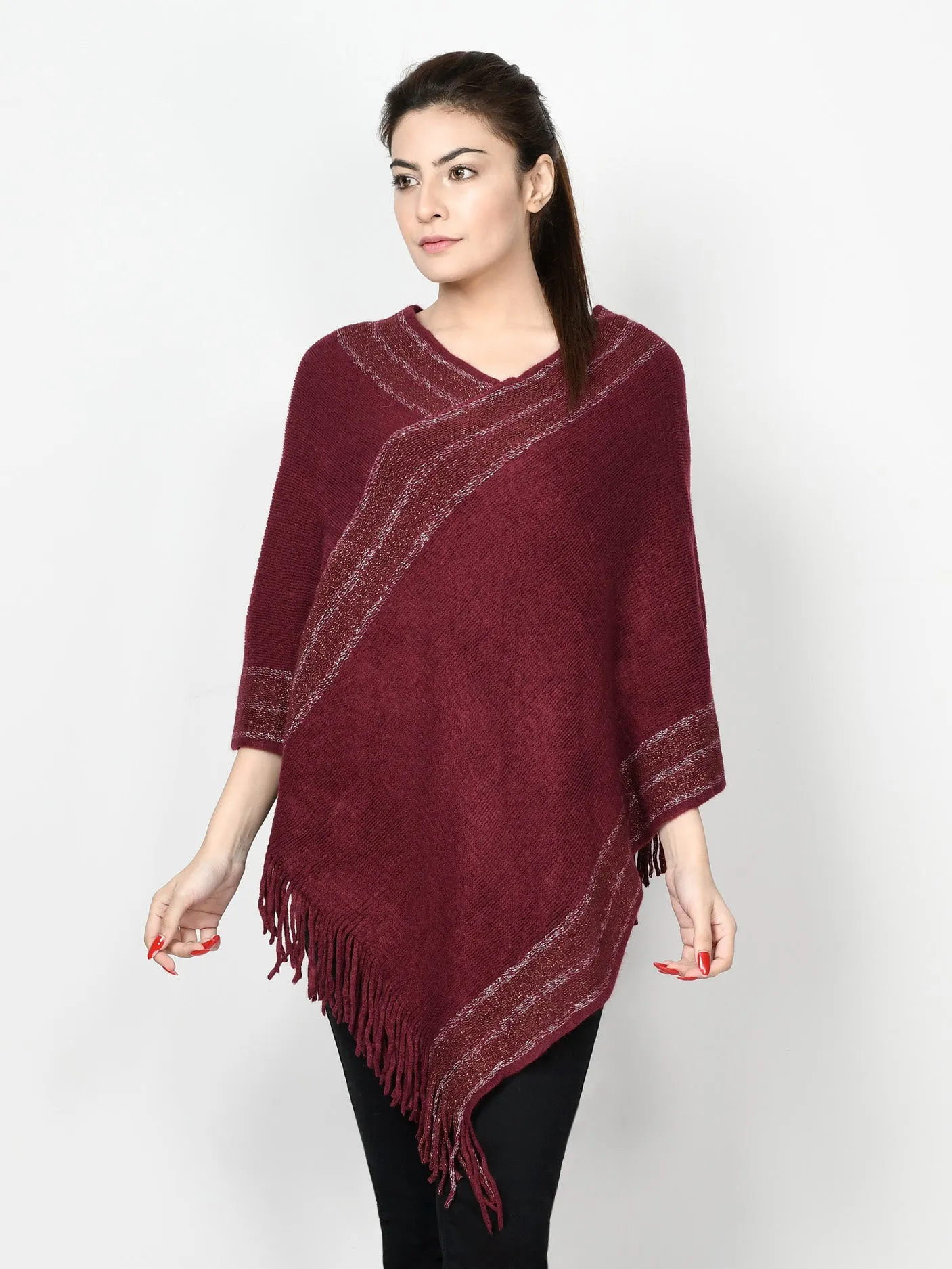 Shimmer Striped Poncho