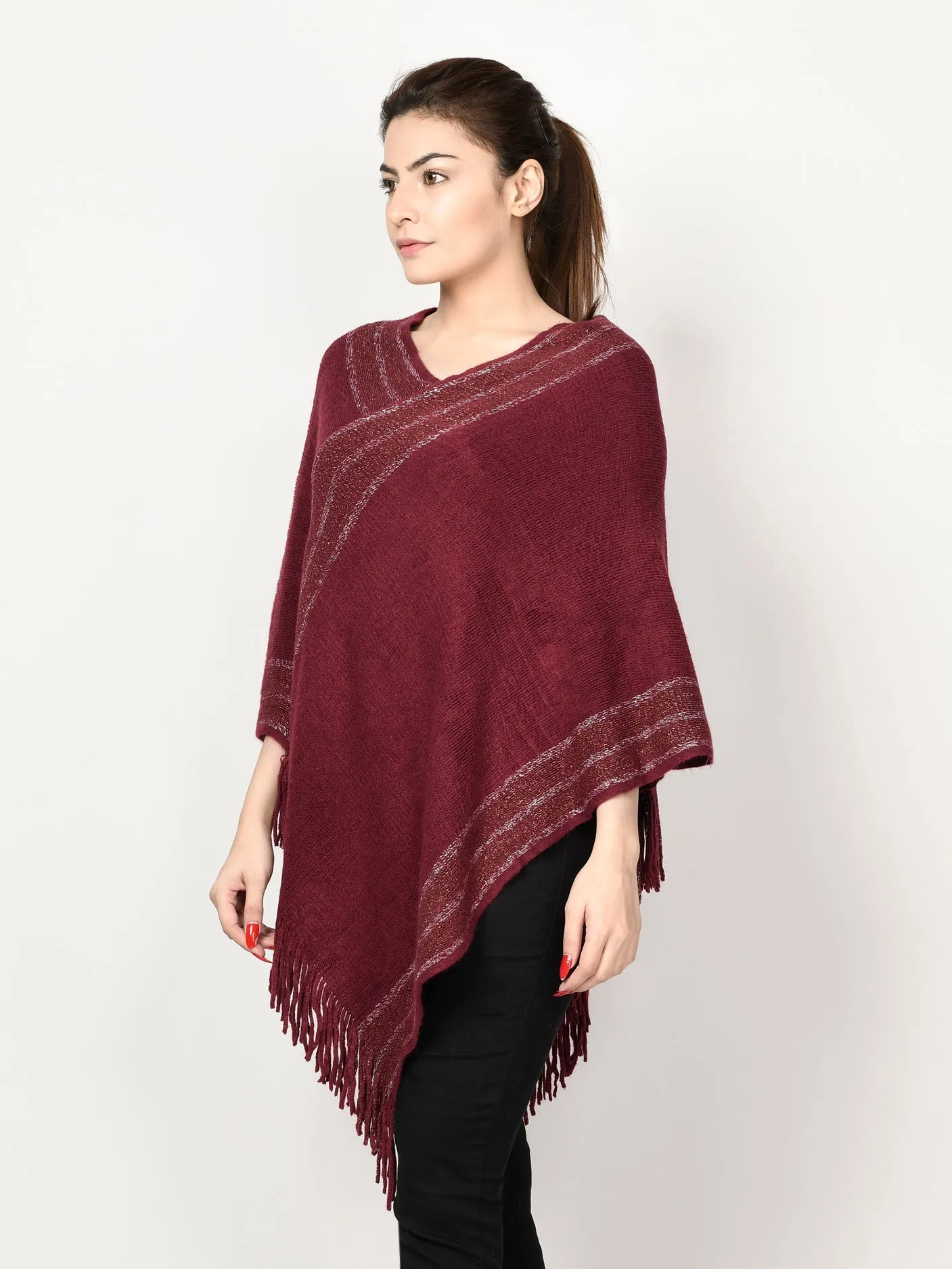 Shimmer Striped Poncho