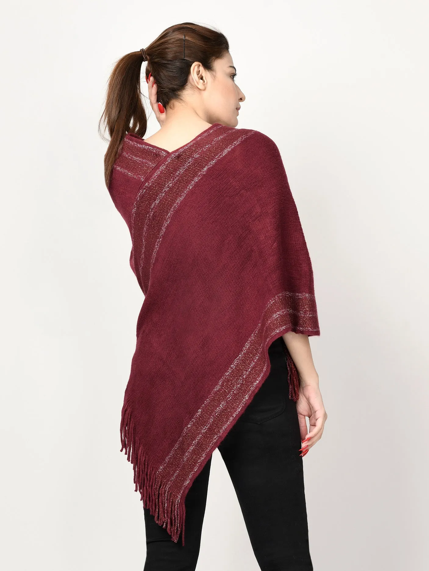 Shimmer Striped Poncho