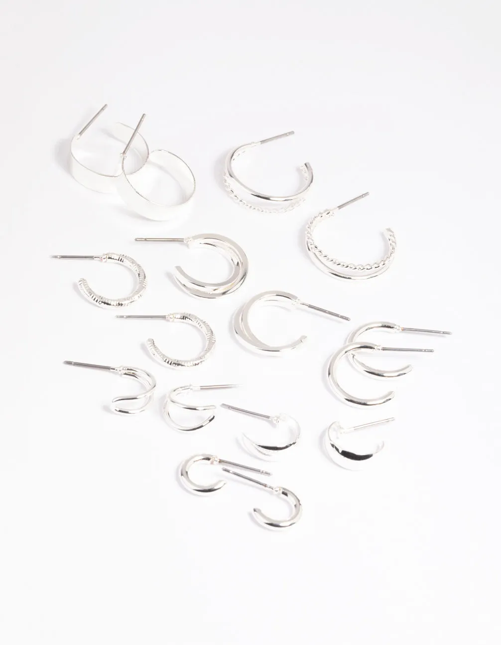 Silver Simple Hoop Earring 8-Pack