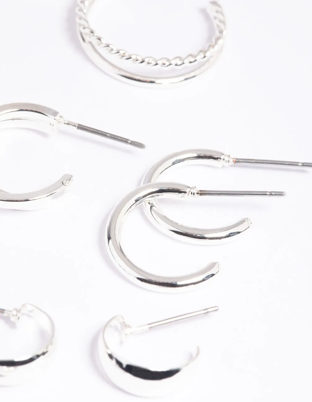 Silver Simple Hoop Earring 8-Pack