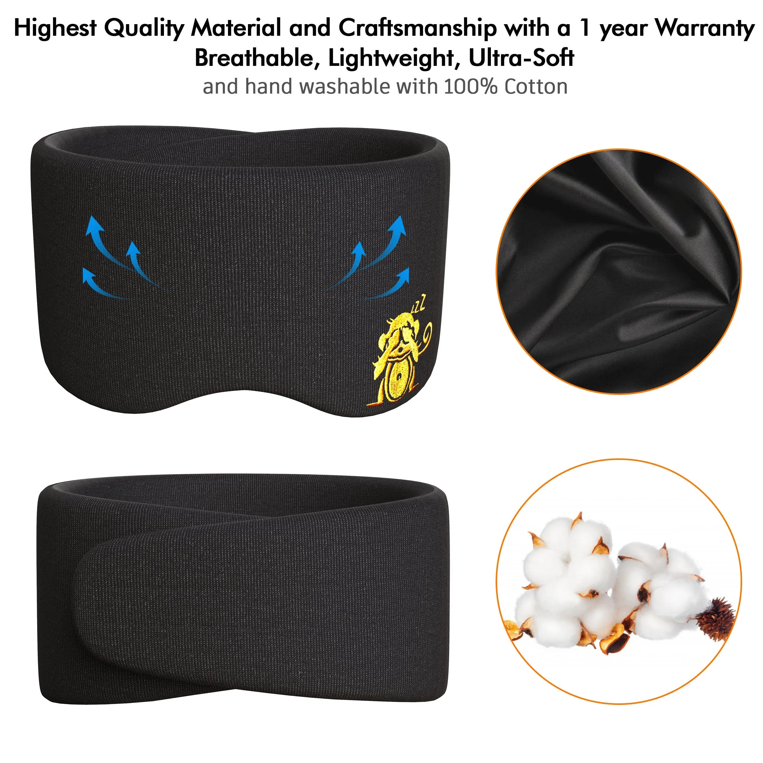 Sleep Monkey Luxury Sleep Mask Canada - Award-Winning Sleeping Mask for Best Night Sleep   Bonus Ear Plugs - BLACKOUT