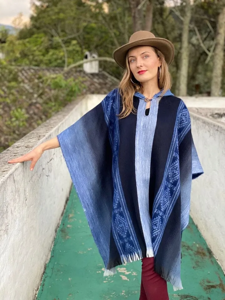 Soft Blues Alpaca Poncho