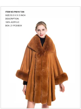 Solid Fur Poncho-Tan