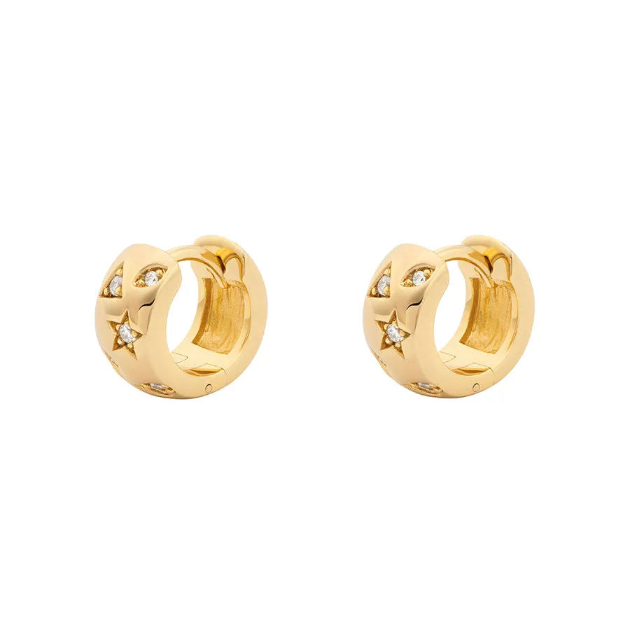 Starry Night Gold 7mm Baby Huggie Earrings