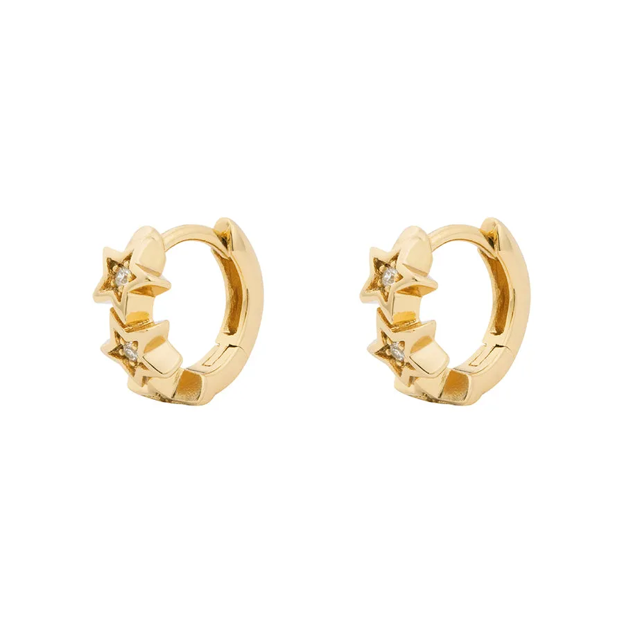 Stars Pave Gold 7mm Baby Huggie Earrings