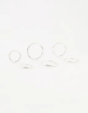 Sterling Silver Graduated Mini Hoop Pack