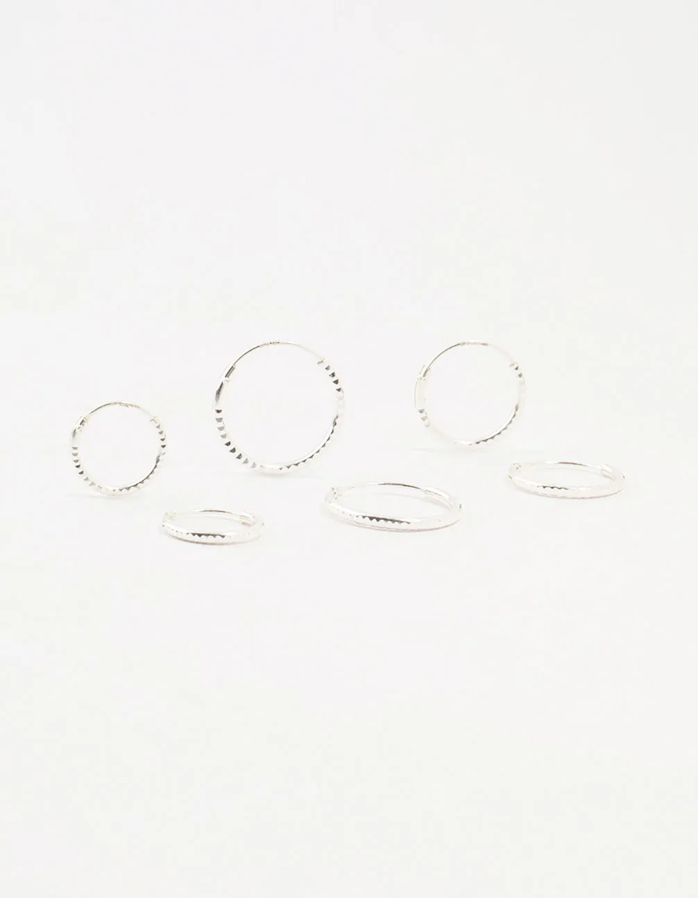 Sterling Silver Graduated Mini Hoop Pack