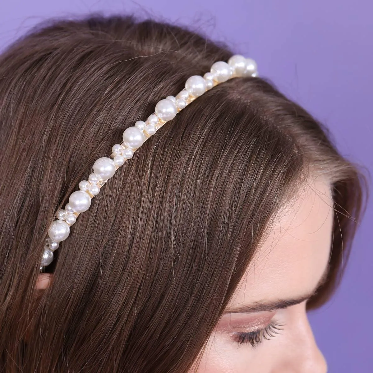 STITCHED PEARL HEADBAND, Pearl Headband