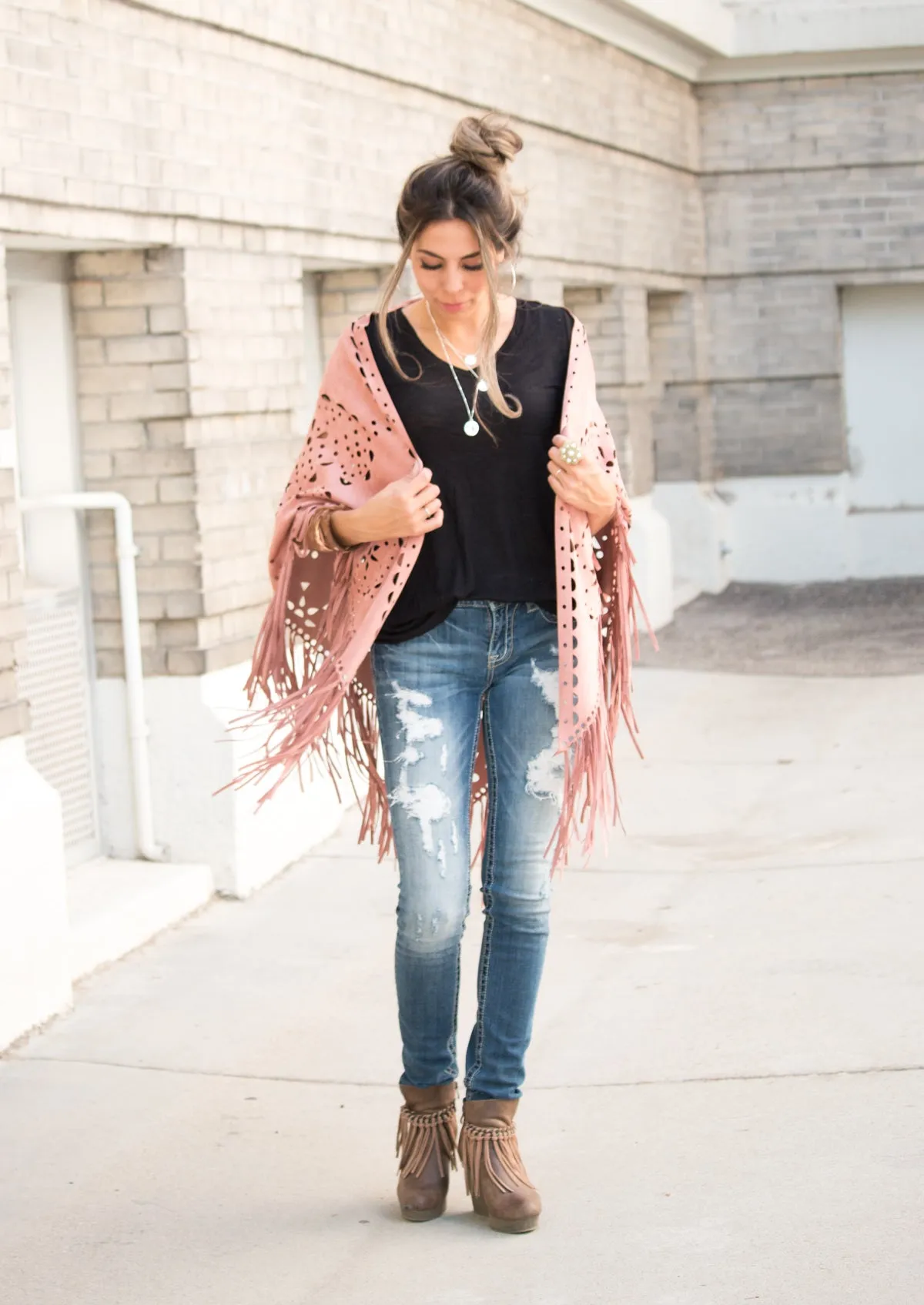 Suede Fringe Poncho | 6 Colors