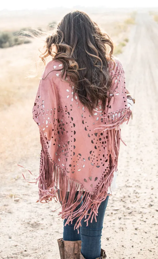 Suede Fringe Poncho | 6 Colors